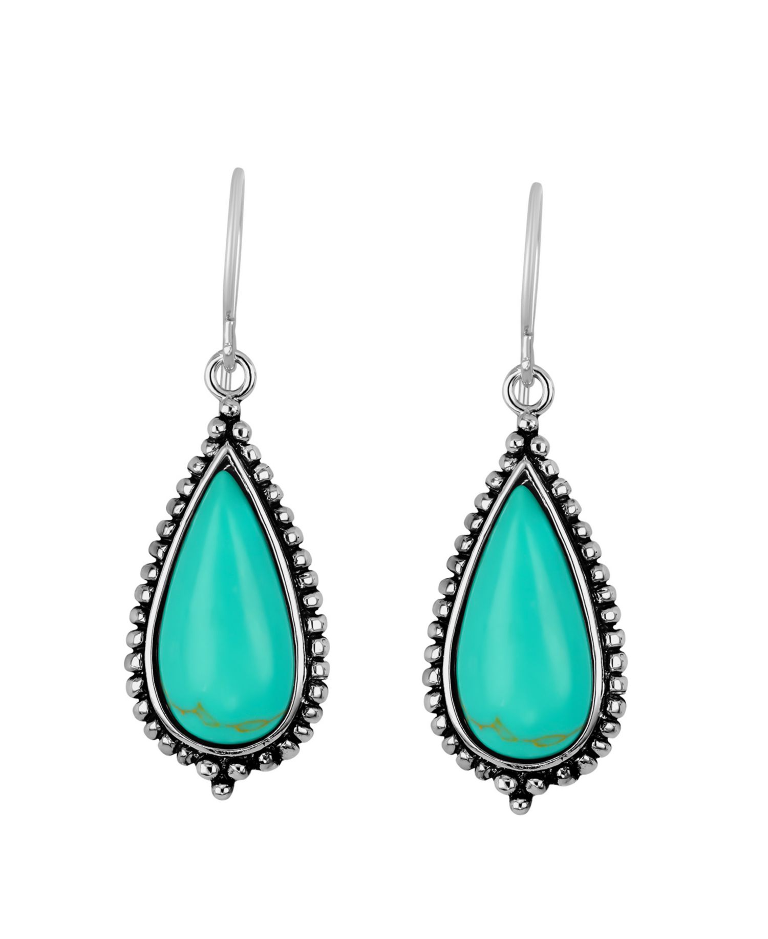 Sterling Silver Turquoise Teardrop Earrings