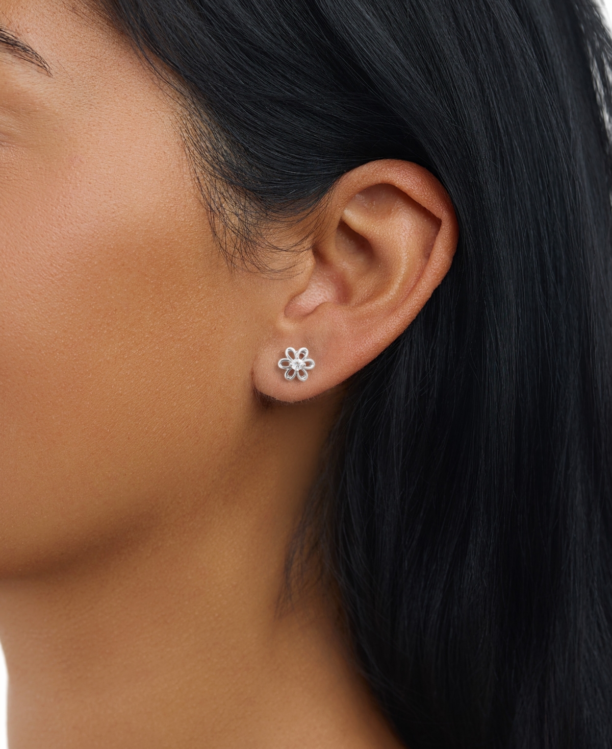 Macy's Cubic Zirconia Open Flower Stud Earrings