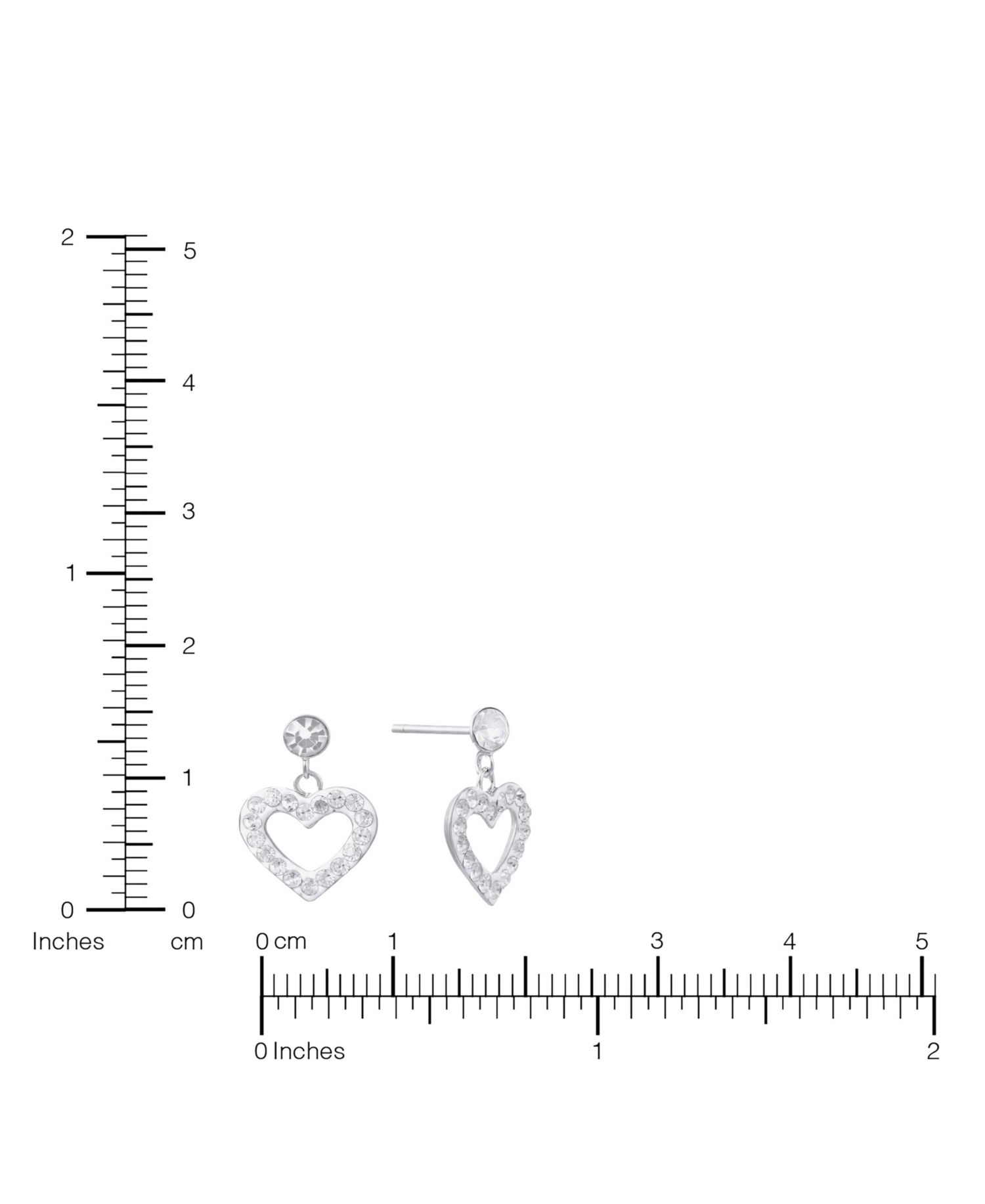 Sterling Silver Crystal Pave Open Heart Dangle Earrings