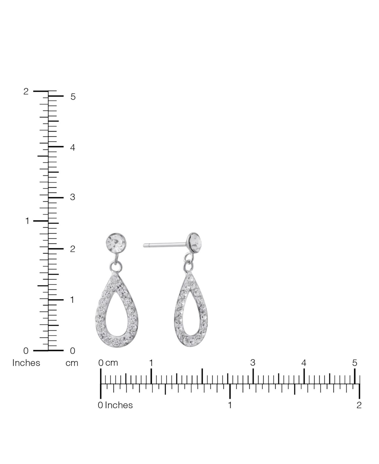 Sterling Silver Crystal Pave Open Teardrop Earrings