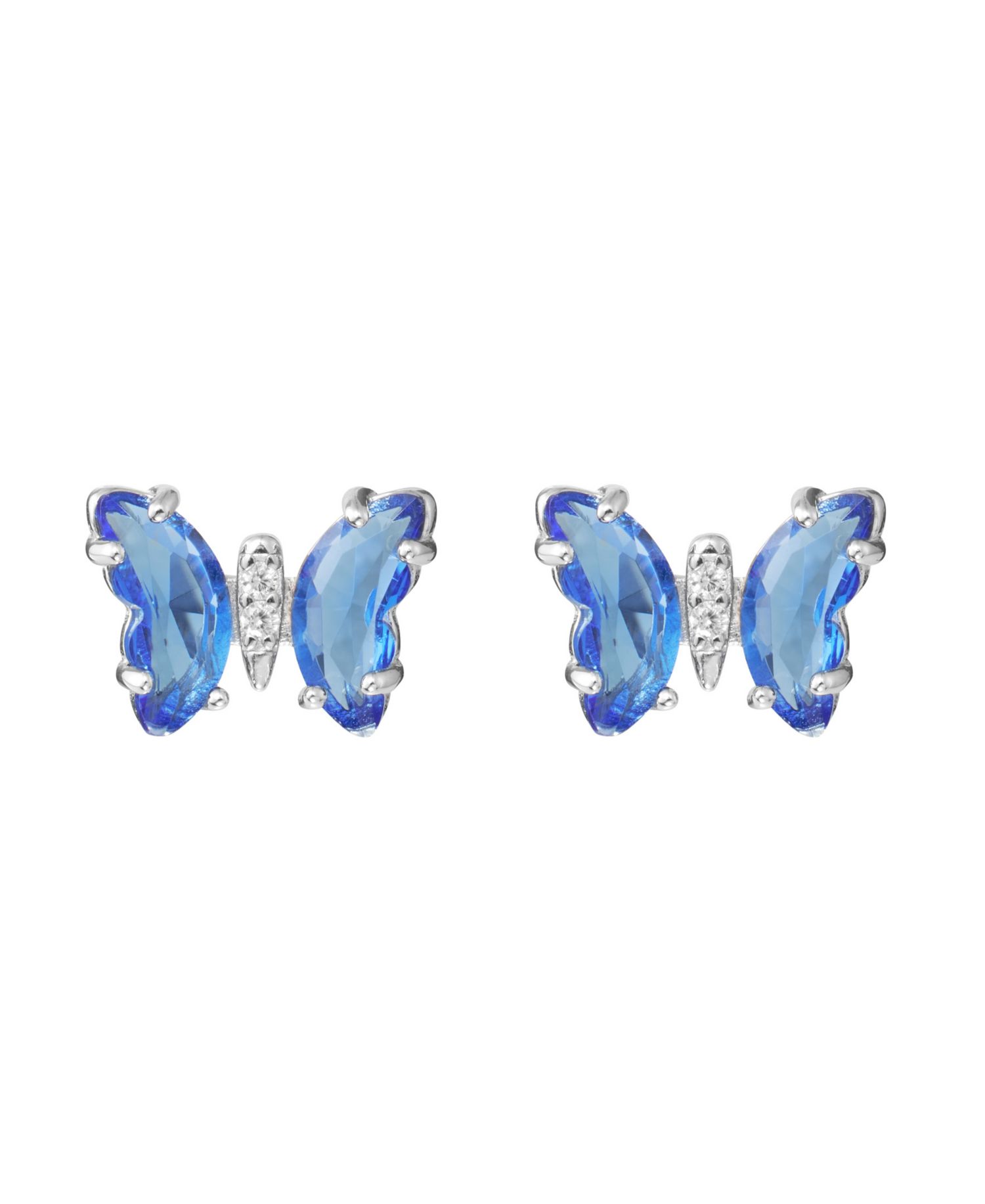Sterling Silver Crystal Butterfly with Cubic Zirconia Stud Earrings