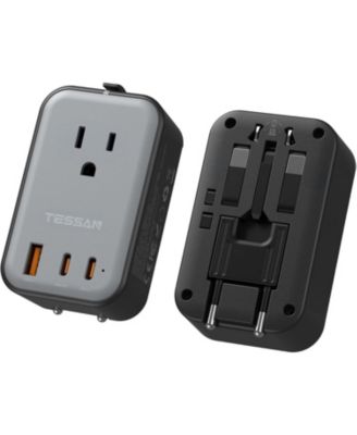 Travel Adapter PD 20W, Universal Power Adapter 2 USB C 1 USB A, Ultra Thin International Plug Adaptor Worldwide Outlet for US to European UK