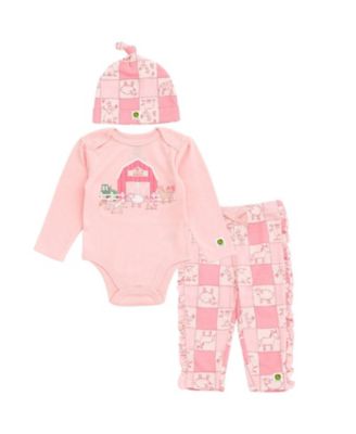 Baby Girls (3-12) 3 Piece Bodysuit Pants and Hat Set