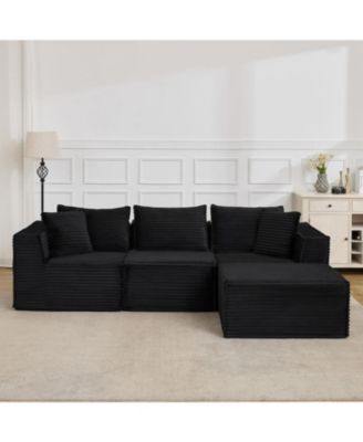 107" Modular Sectional Sofa, Cloud Sectional Couch with Deep Seat, Modern Modular l-Shape Sofa Couch with Ottoman