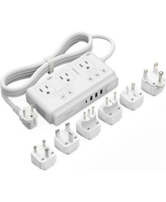 220V to 110V Voltage Converter for Travel with 4 USB Ports (1 USB C), 3 AC Outlet and EU UK AU IT in ZA International Power Adapter