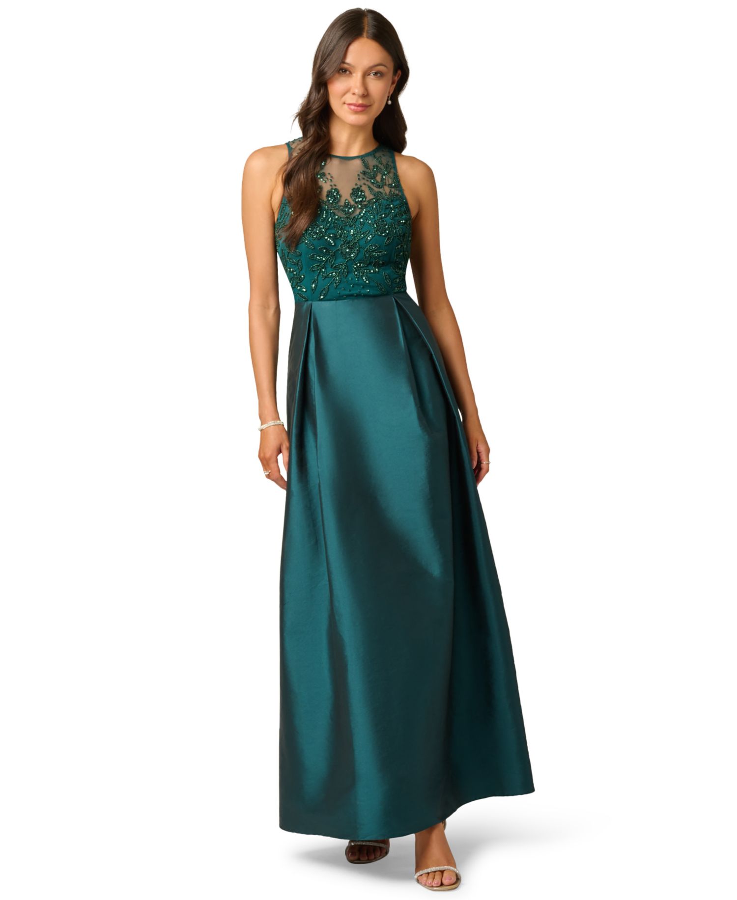 Women's Beaded Taffeta Ball Gown