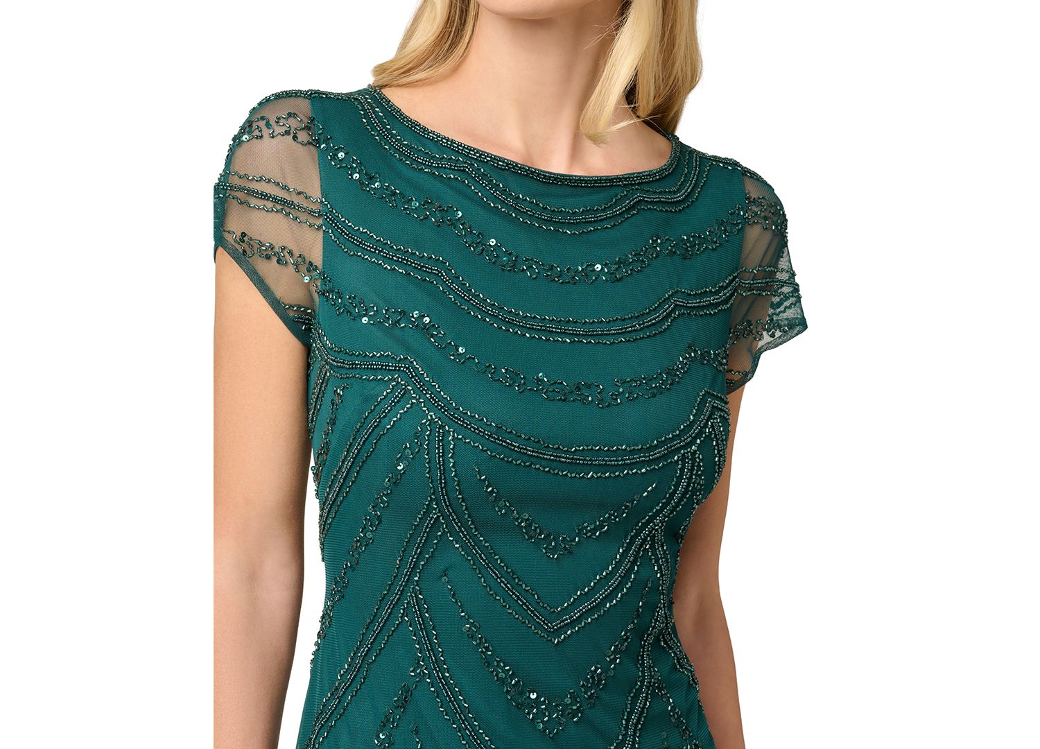 Women's Beaded Cap-Sleeve Sheath Dress
