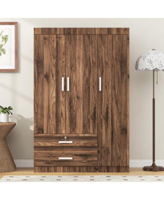 3-Door Storage Armoire with 2 Drawers and 2 Hanging Rods