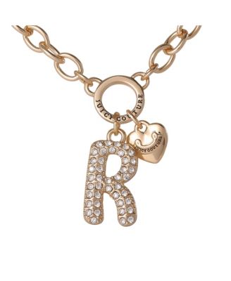Bubble Letter Necklace for Women with Clear Stones 18"+2", Chunky Initial Necklace