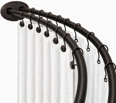 45-72" Aluminum Adjustable Wall Mounted Double Curved Shower Rod, Rust-Proof