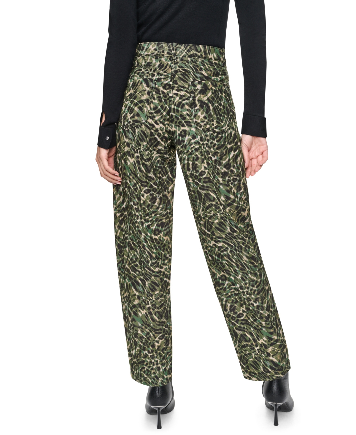 Dkny Women's Printed Sanded Twill Barrel-Leg Pants