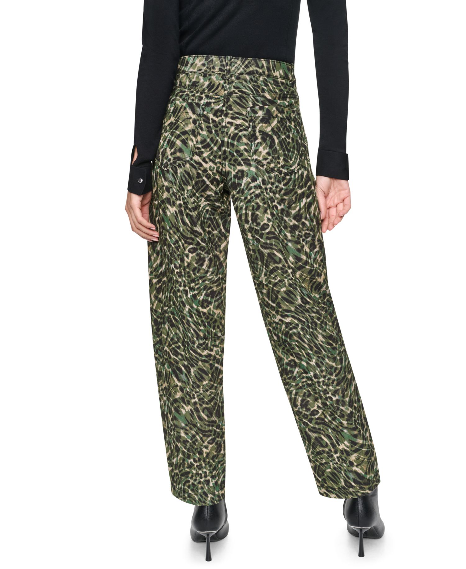 Women's Printed Sanded Twill Barrel-Leg Pants