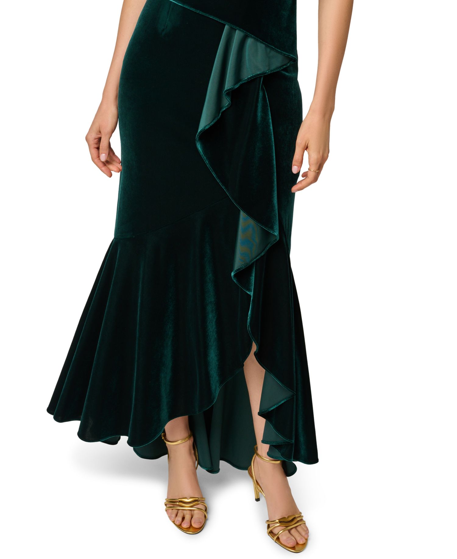Petite One-Shoulder Velvet Dress