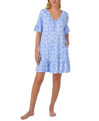 Women's Short-Sleeve V-Neck Pull-On Sleep Tunic