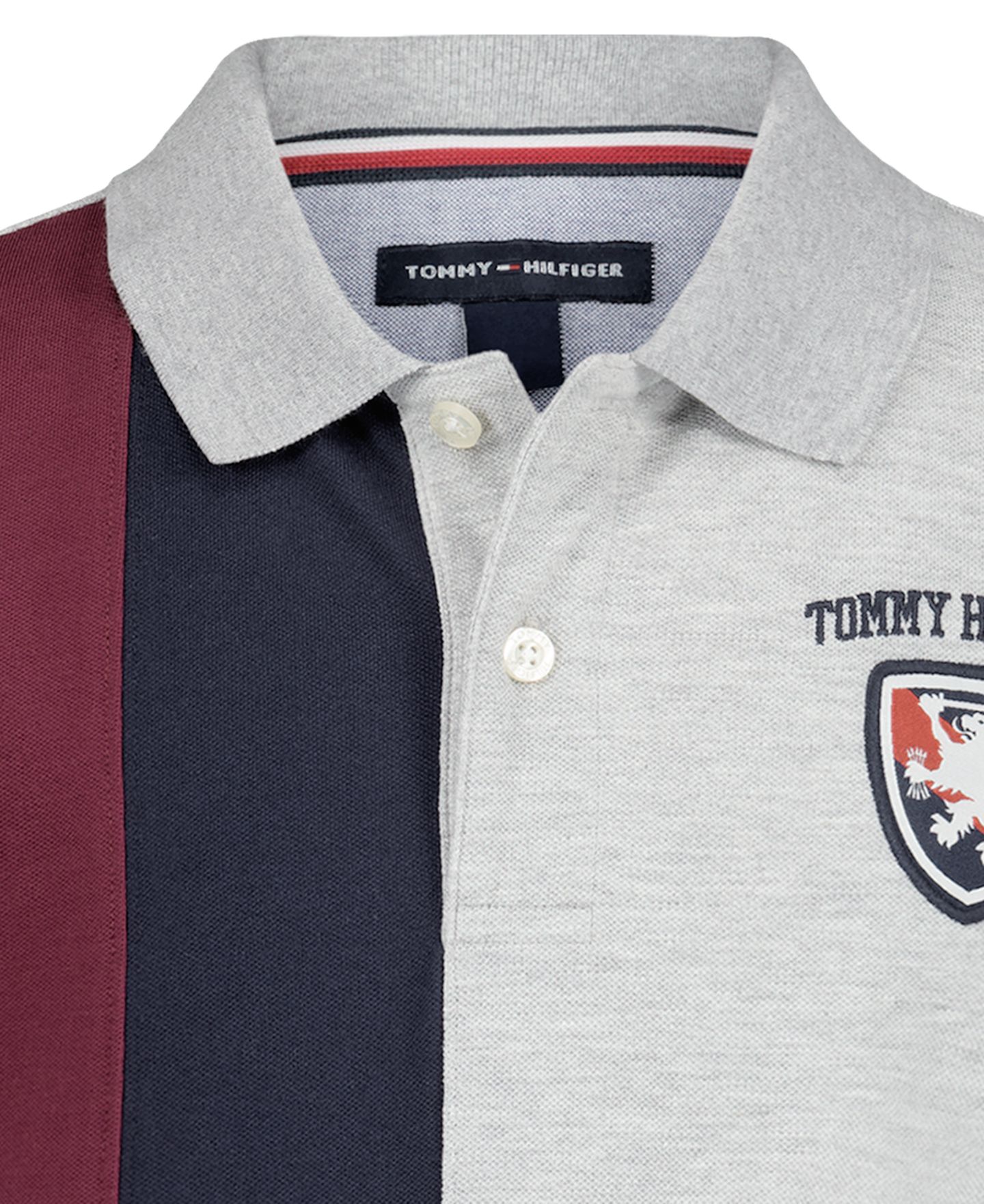 Поло Tommy Hilfiger Color-Block Stripe Polo для мальчиков, цвет: Серый меланжевый — фото 6