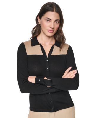 Women's Colorblock Collared Button-Up Ultralight Top