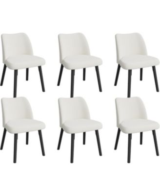 Dining Chairs Set of 6, Upholstered Velvet Chairs with Curved Back, Metal Legs, Kitchen and Dining Room