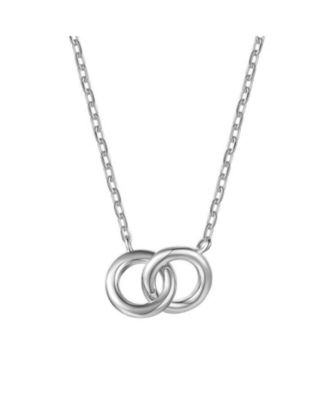 Minimalist Stylish Sterling Silver Two Rings Chain Necklace