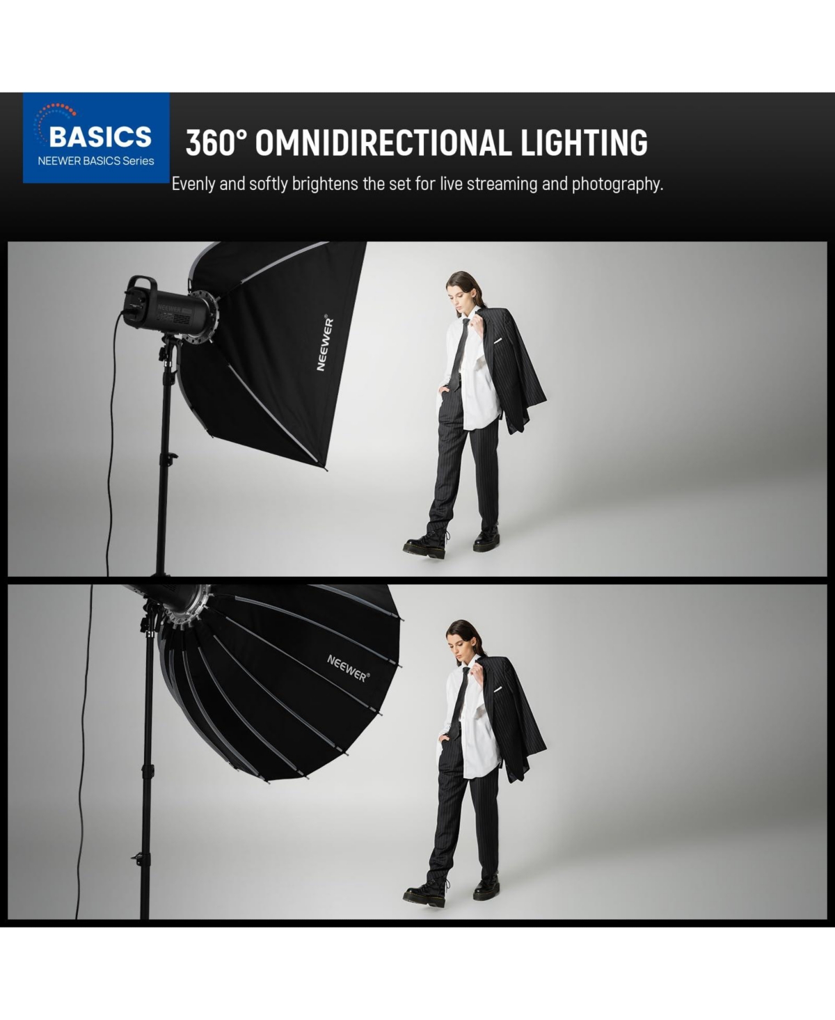 Neewer NS39P Double-Diffusion Quick-Release Softbox for Godox Aputure 600d