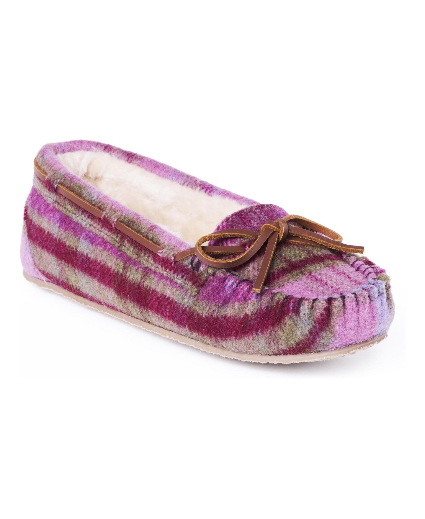 Женские тапочки Minnetonka Cally Plaid Slippers, цвет: Фиолетовый клетчатый — фото 1