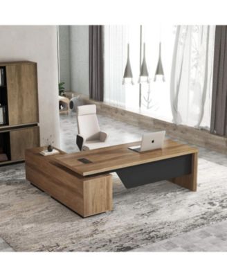  86 or 94.5  L Shaped Executive Desk Retractable Office Desk with Drawers