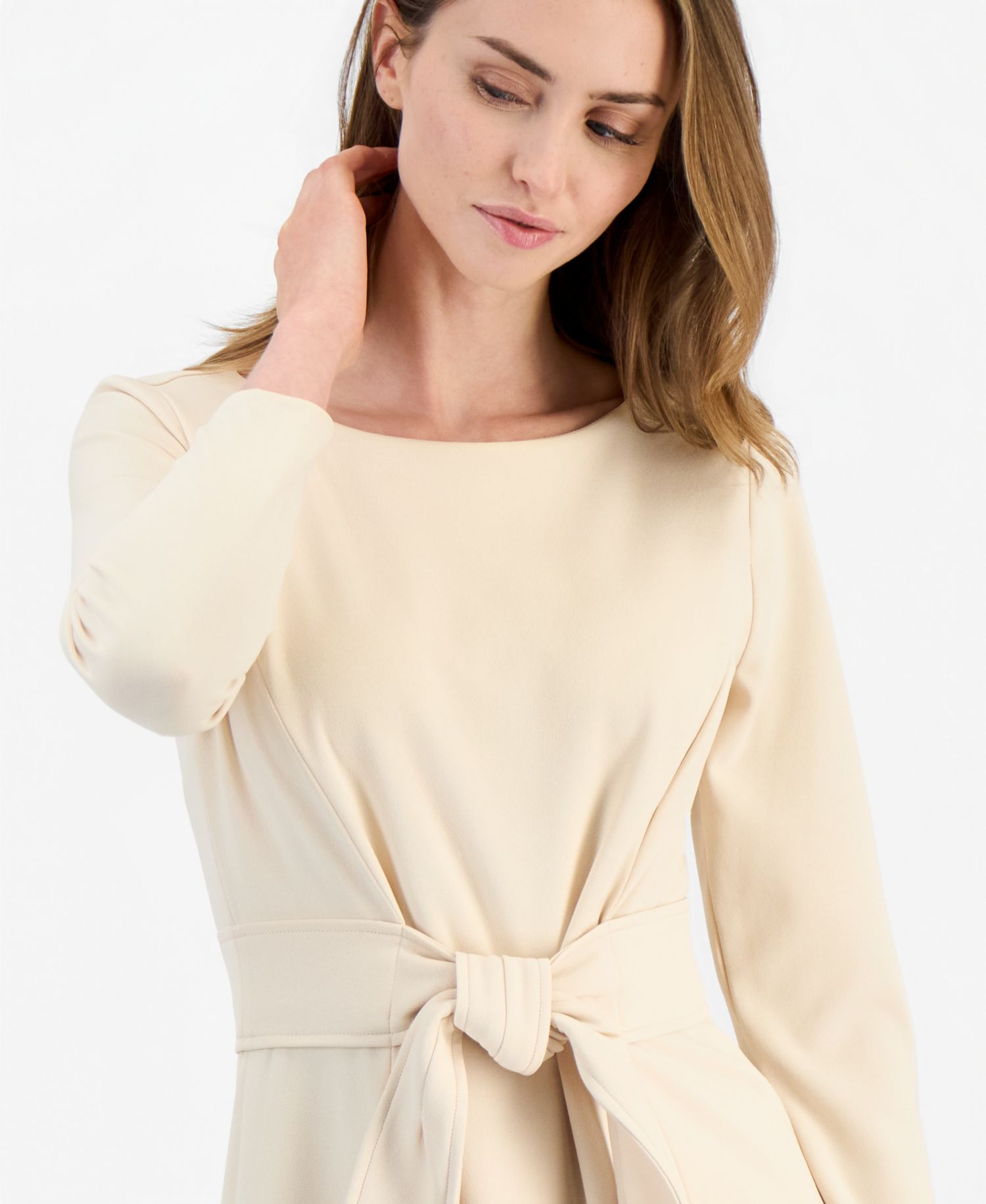 Women's Boat-Neck Tie-Waist A-Line Midi Dress