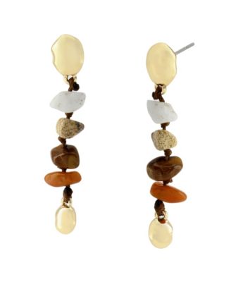 Multi-Colored Chip Stone Linear Earrings