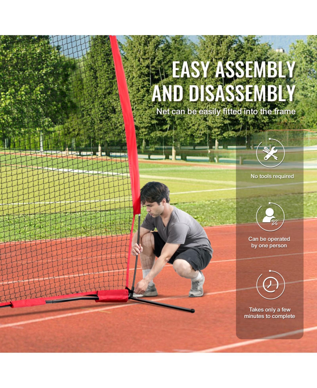 Vevor Barricade Backstop Net Ball Sports Barrier Softball Practice Net 12x9ft