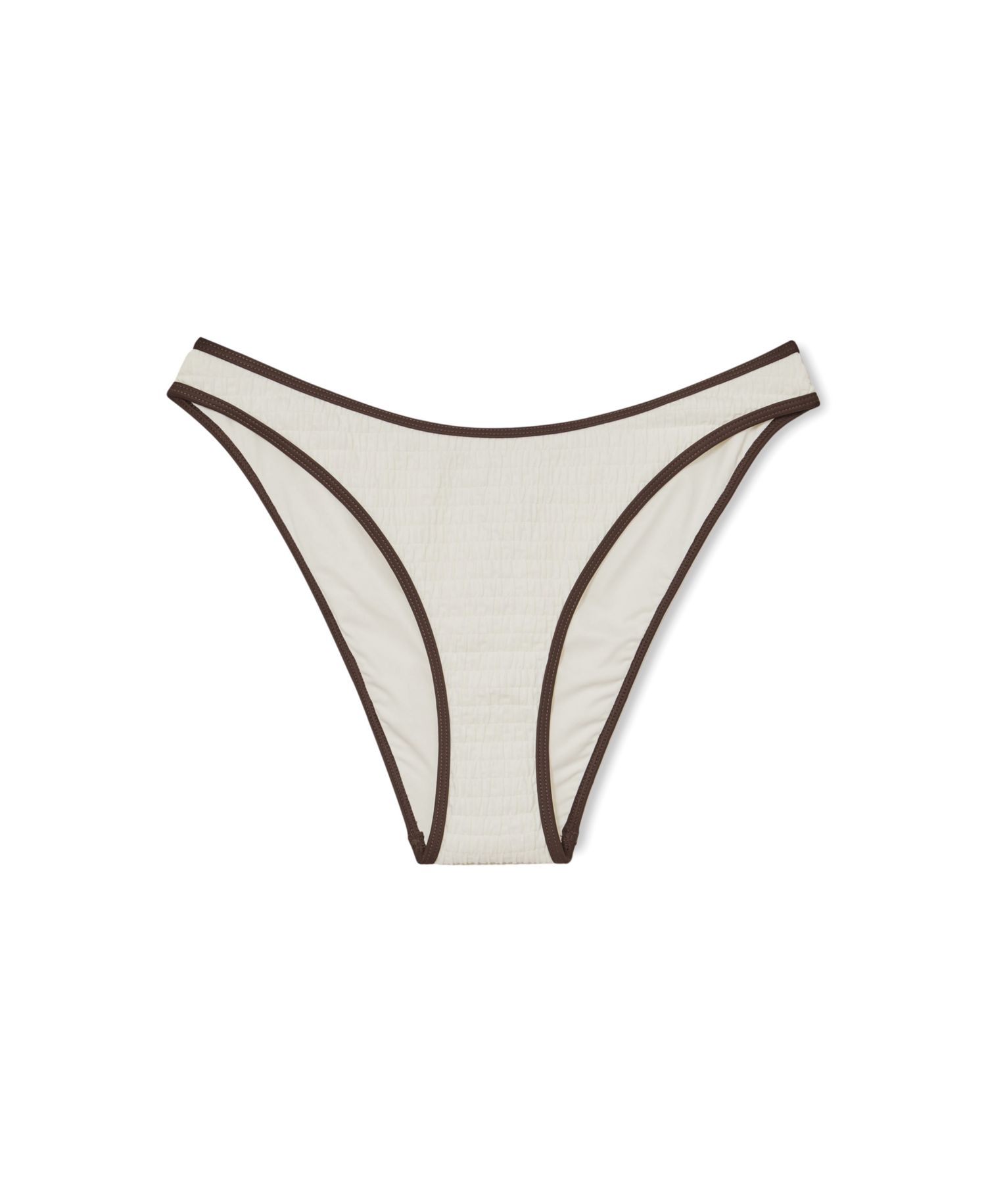Women's Johannah Tipped Shirred Mid-Rise High-Leg Bikini Bottoms