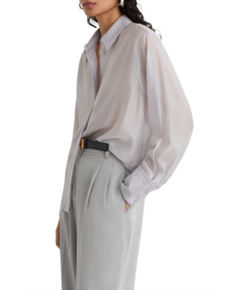 Женская рубашка REISS Ally Striped Long-Sleeve Button-Up, цвет: Синий
