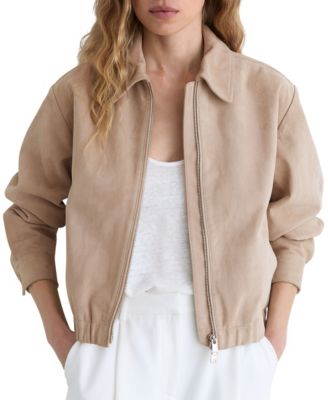 Women's Lottie Suede Cropped Collared Bomber Jacket