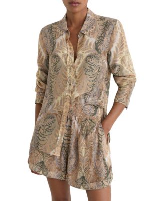 Women's Katiya Paisley-Print Long-Sleeve Collared Shirt