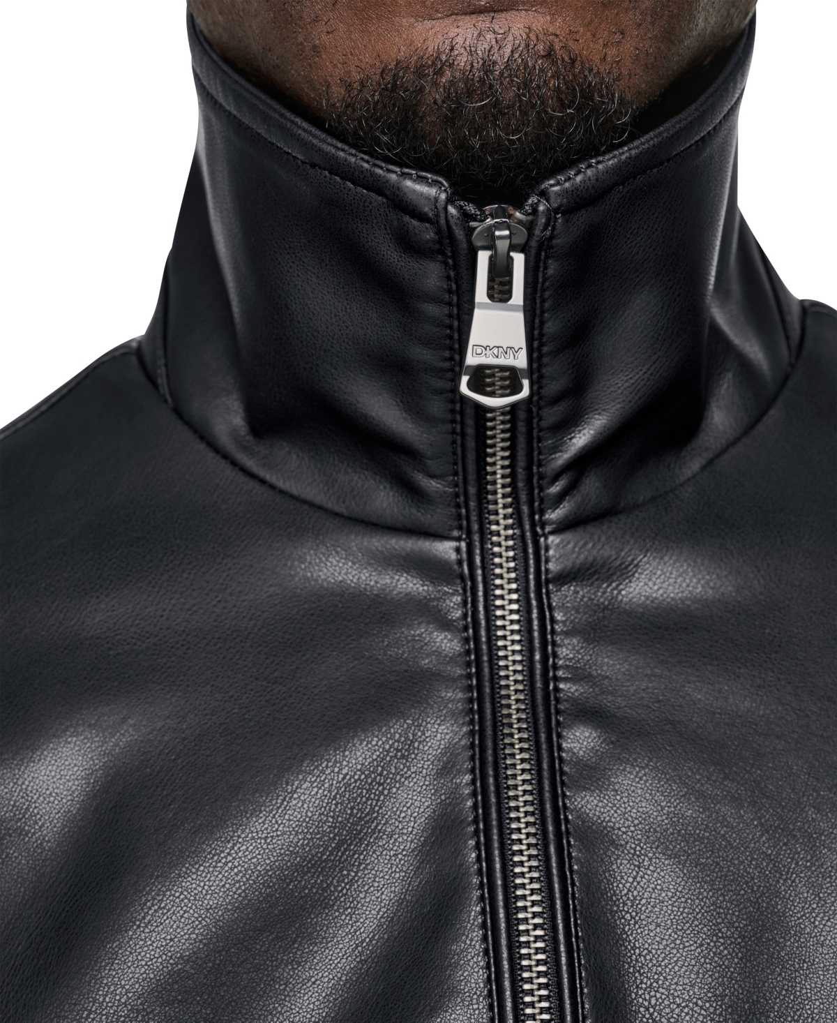 Dkny Men's Faux Leather Bomber Jacket