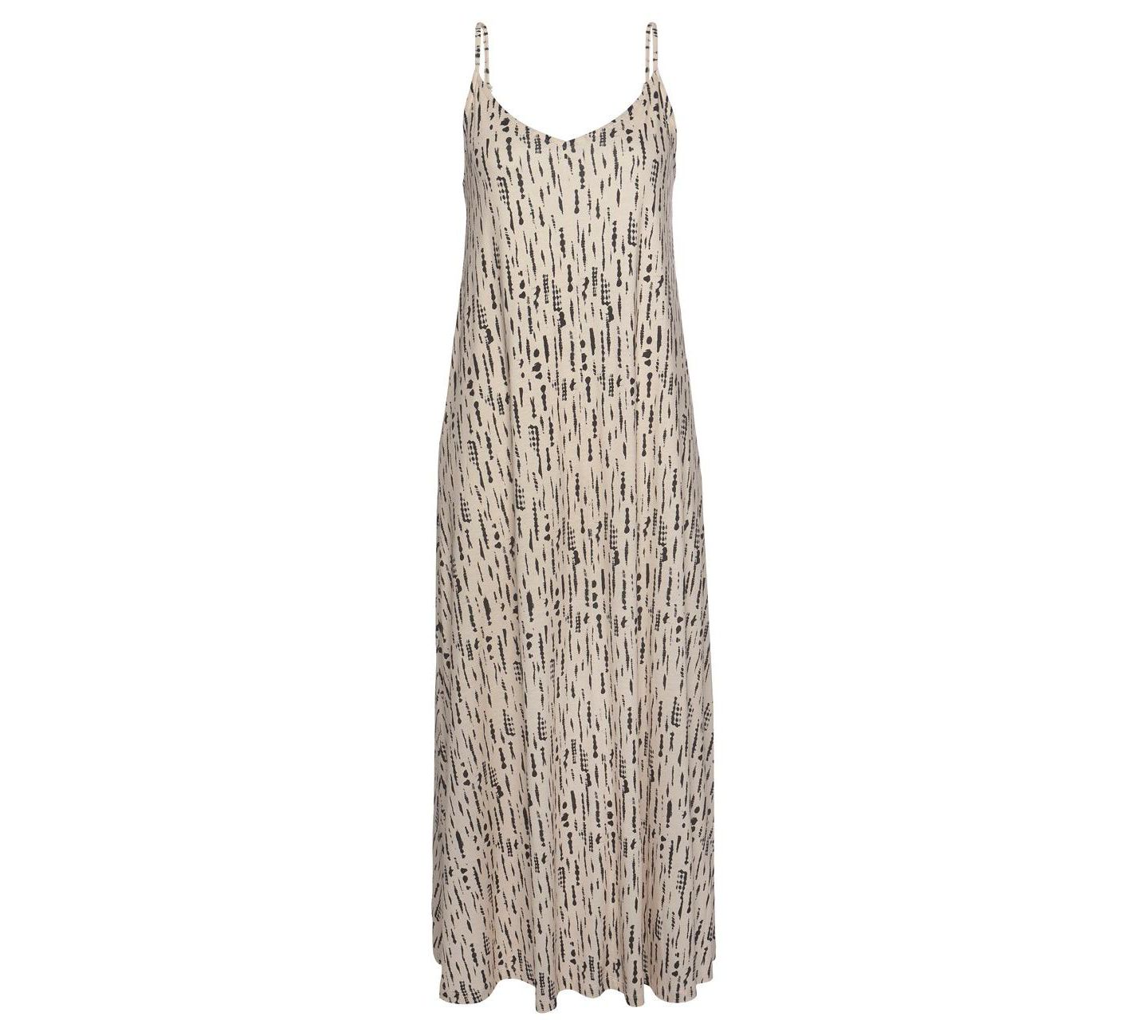 Женское платье LASCANA Viscose Printed Tie Back V-Neck Maxi, цвет: Чёрный / Бежевый — фото 4