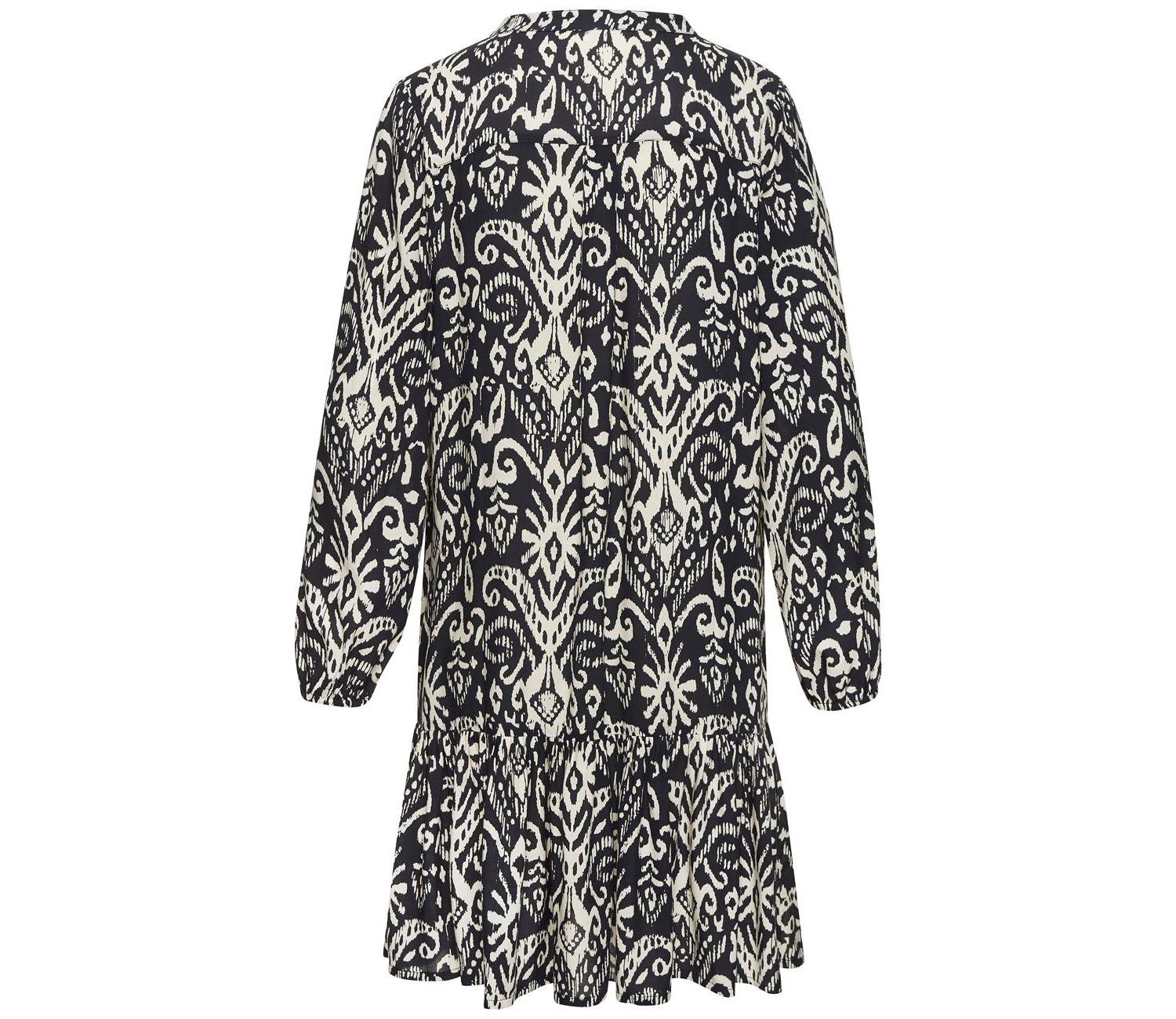 Women's Viscose Printed Tunic Ruffle-Trim Notch-Neck Short Dress