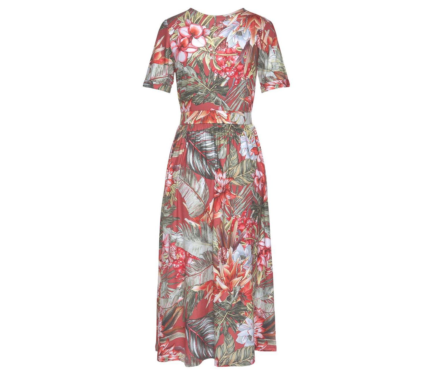 Women's Printed Everyday Comfort Wrap V-Neck Midi Dress