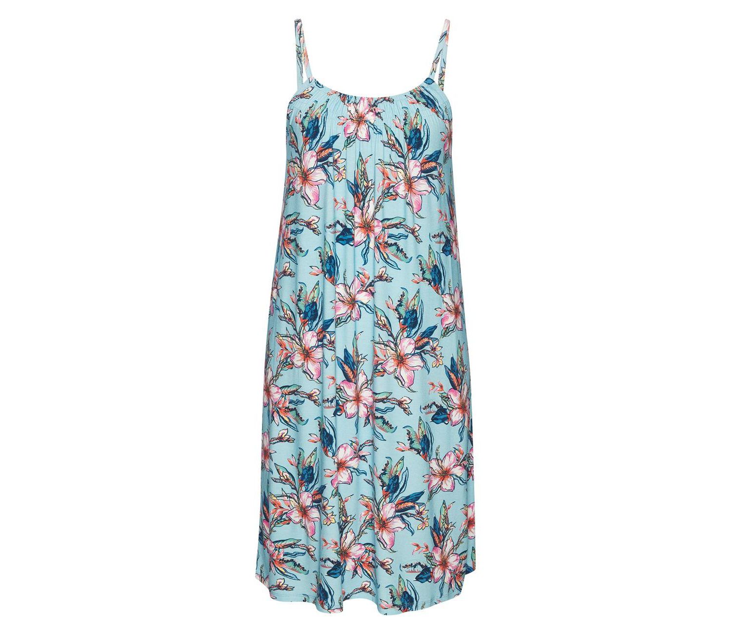 Women's Viscose Floral Print Sleeveless Scoop-Neck Short Dress