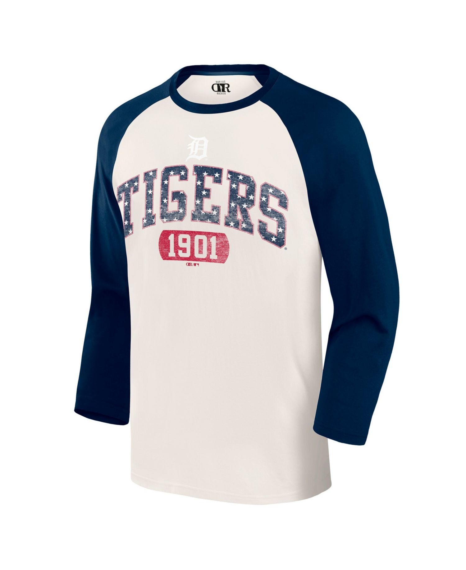 Men's Cream/Navy Detroit Tigers Americana 3/4-Sleeve Raglan T-Shirt