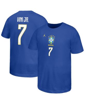 Big Boys and Girls Vini Jr. Royal Brazil National Team Name & Number T-Shirt