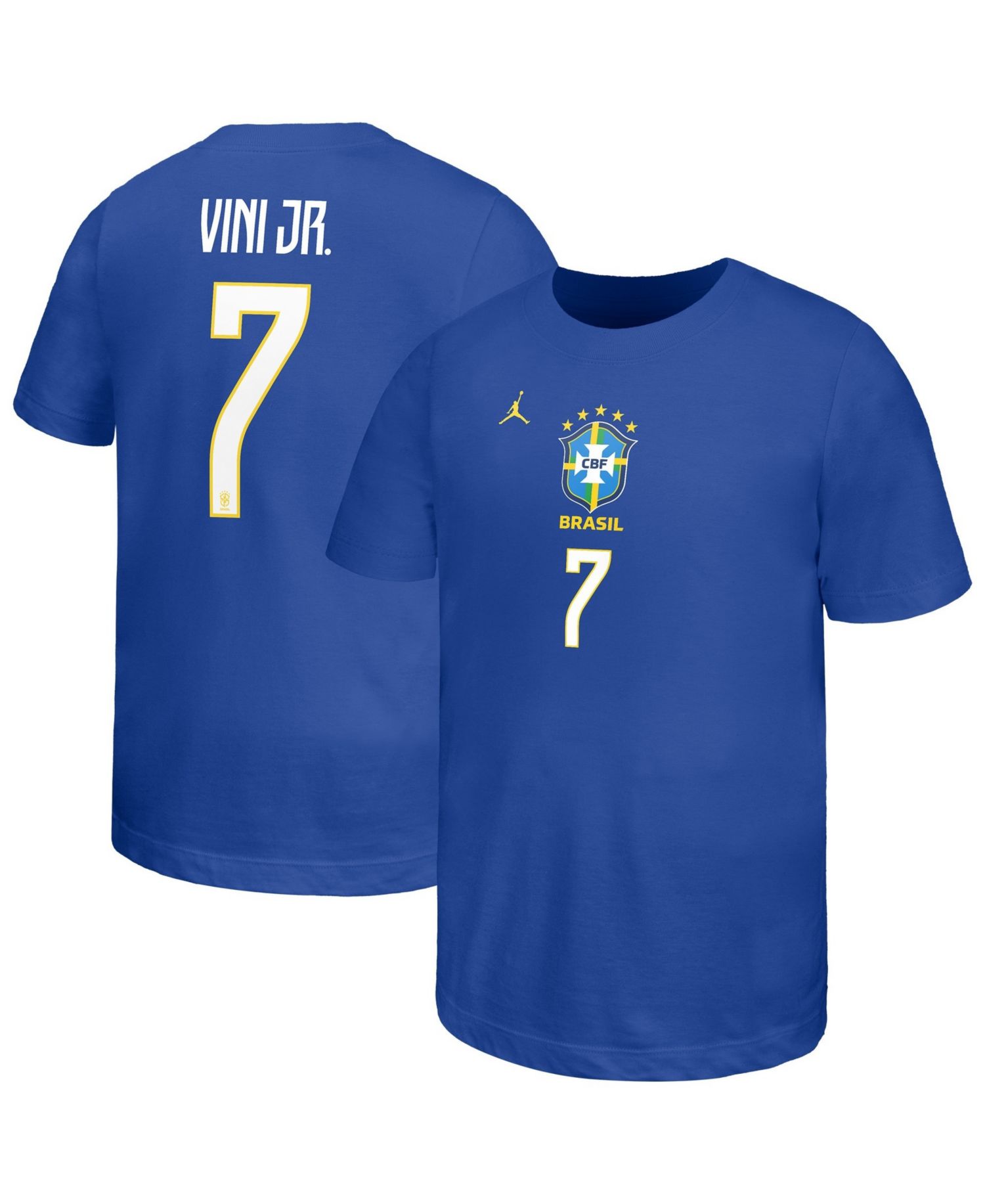 Big Boys and Girls Vini Jr. Royal Brazil National Team Name & Number T-Shirt