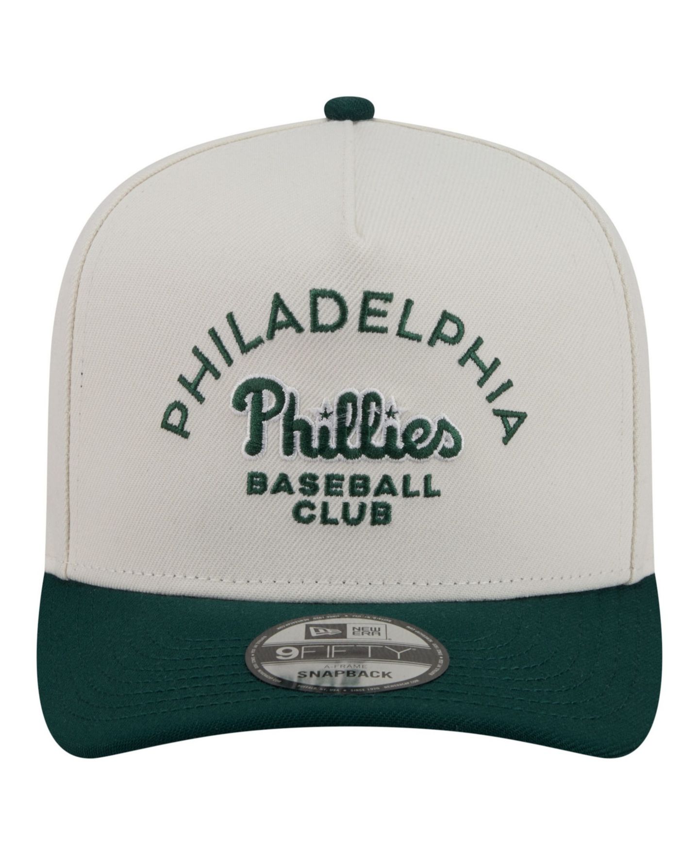 Мужская кепка New Era Cream/Dark Green Philadelphia Phillies Chrome A-Frame 9FIFTY Snapback Hat — фото 2