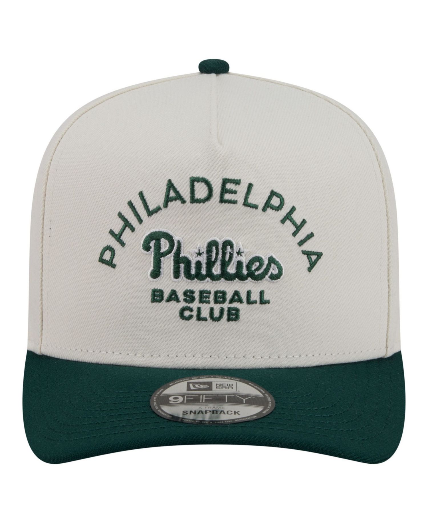 Men's Cream/Dark Green Philadelphia Phillies Chrome A-Frame 9FIFTY Snapback Hat