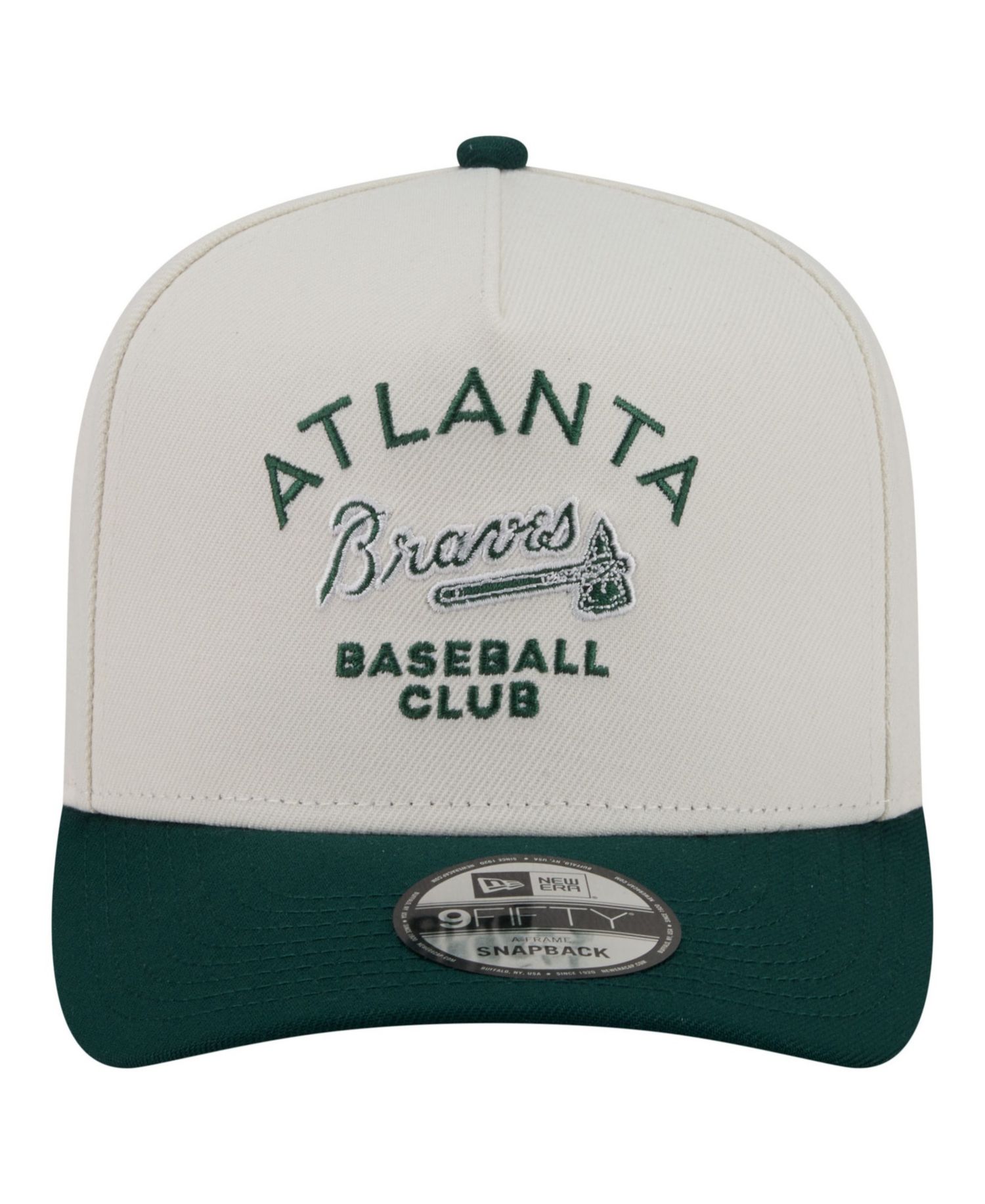Men's Cream/Dark Green Atlanta Braves Chrome A-Frame 9FIFTY Snapback Hat