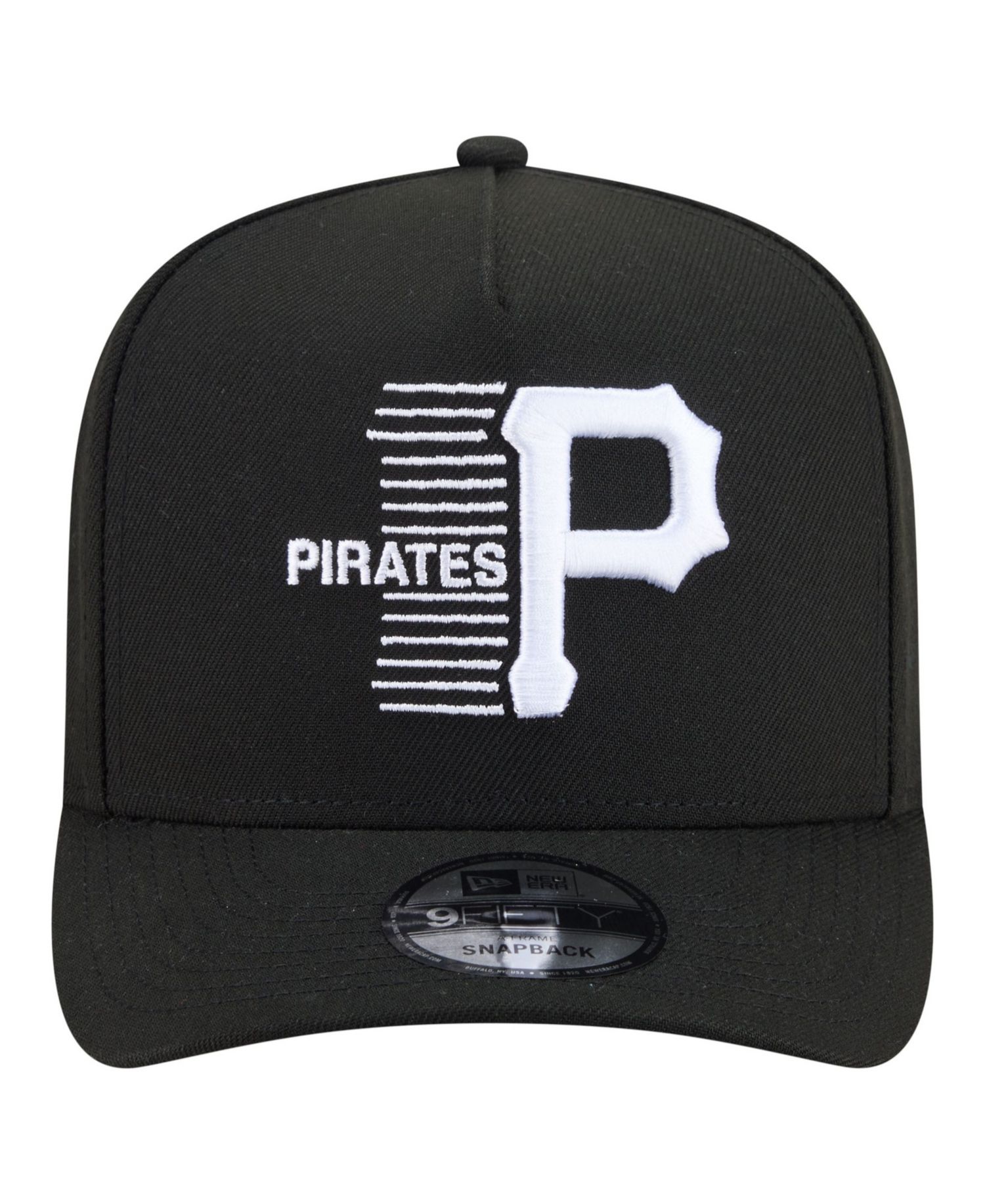 Men's Black Pittsburgh Pirates Motion A-Frame 9FIFTY Snapback Hat