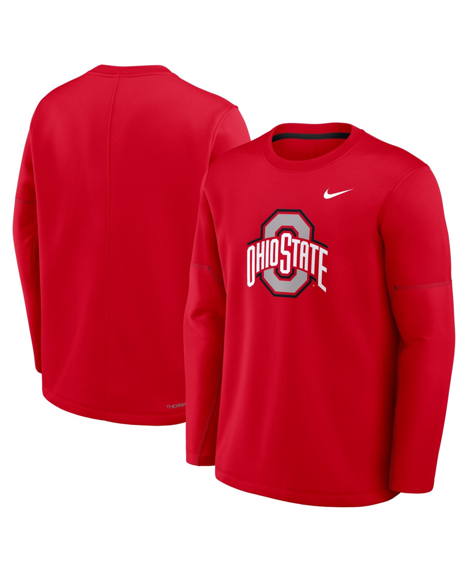 Men's Scarlet Ohio State Buckeyes 2026 Sideline Coaches Therma-FIT Long Sleeve Top