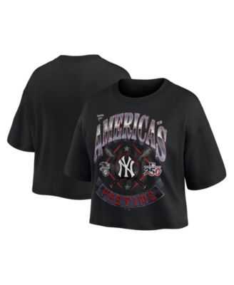 Women's Black New York Yankees Americana Crop T-Shirt