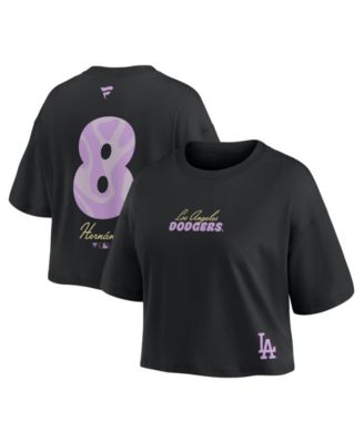 Women's Enrique Hernandez Black Los Angeles Dodgers Name & Number Cropped Top