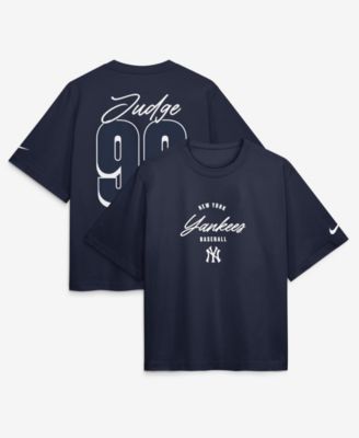 Women's Aaron Judge Navy New York Yankees Premium Essentials Boxy Name & Number T-Shirt