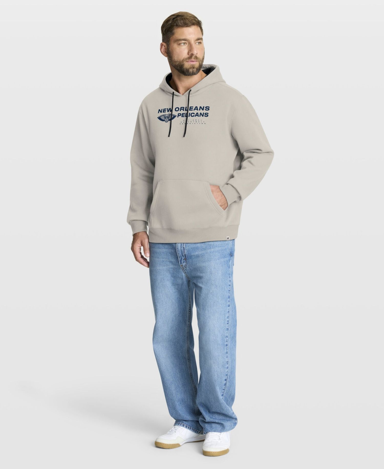 Men's Off White New Orleans Pelicans Crossover Collection Blocked Shot Premium Pullover Hoodie