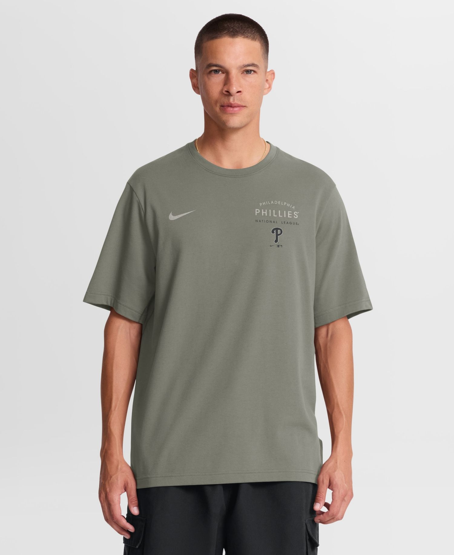 Men's Olive Philadelphia Phillies Statement Dri-FIT Primary T-Shirt